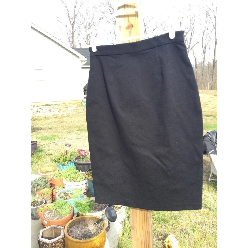 Of/mercer‎ womens pencil skirt L large modal stretch black slit NYC USA gothic